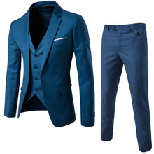 Load image into Gallery viewer, Men&#39;s Formal Business Slim Fit Navy Blue 3pc Suits (Jacket+Pants+Vest) 2019 Spring New One Button Notched Lapel Costume Homme