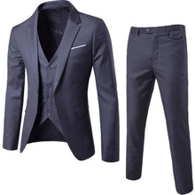Load image into Gallery viewer, Men&#39;s Formal Business Slim Fit Navy Blue 3pc Suits (Jacket+Pants+Vest) 2019 Spring New One Button Notched Lapel Costume Homme