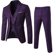 Load image into Gallery viewer, Men&#39;s Formal Business Slim Fit Navy Blue 3pc Suits (Jacket+Pants+Vest) 2019 Spring New One Button Notched Lapel Costume Homme
