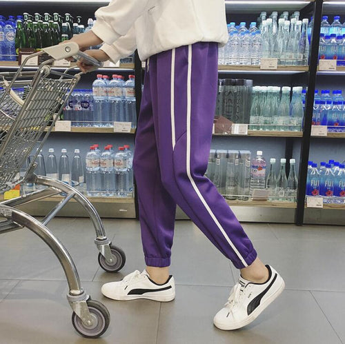 Streetwear Harem Pants Men Side Striped Zipper Pockets Track Pants Trousers 2019 Autumn Fashion Elastic Waist Joggers Sweatpants