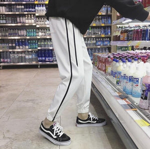 Streetwear Harem Pants Men Side Striped Zipper Pockets Track Pants Trousers 2019 Autumn Fashion Elastic Waist Joggers Sweatpants