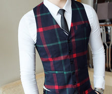 Load image into Gallery viewer, Plaid Wedding Suit 2019 Fashion Check Suit Men Vintage Prom Banquet Suit Men Slim Fit Double Breasted Suit Jacket Vest Pant
