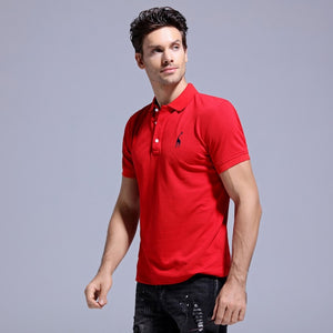 GustOmerD 2019 Brand Quality Cotton Polo Shirt Men Solid Slim Fit Short Sleeve Polos Men Fashion Giraffe Embroidery Men's Polo
