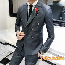 Load image into Gallery viewer, Luxury Royal Men&#39;s Suit 3 sets Fashion Boutique Double-breasted Solid Color Wedding Dress New Slim Business Banquet Formal Dress