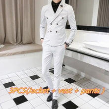 Load image into Gallery viewer, Luxury Royal Men&#39;s Suit 3 sets Fashion Boutique Double-breasted Solid Color Wedding Dress New Slim Business Banquet Formal Dress