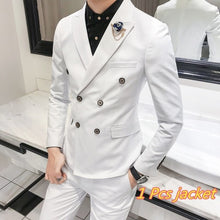 Load image into Gallery viewer, Luxury Royal Men&#39;s Suit 3 sets Fashion Boutique Double-breasted Solid Color Wedding Dress New Slim Business Banquet Formal Dress