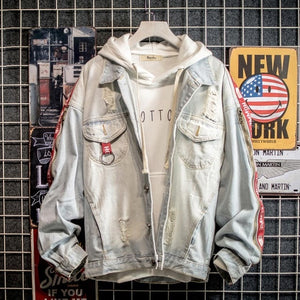 Men\'s Fashion Denim Jacket Men\'s Casual Bomber Jacket Men\'s Hip Hop Men\'s Retro Denim Jacket Jacket Streetwear 2019