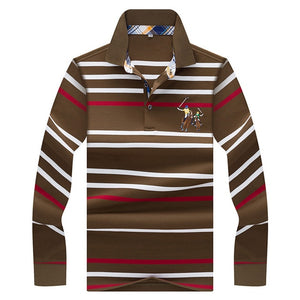 2019 New Arrival brand polo shirt men 3D Embroidery striped long sleeve men polo shirt high quality cotton camisas polo shirt