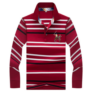 2019 New Arrival brand polo shirt men 3D Embroidery striped long sleeve men polo shirt high quality cotton camisas polo shirt