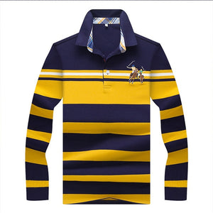 2019 New Arrival brand polo shirt men 3D Embroidery striped long sleeve men polo shirt high quality cotton camisas polo shirt