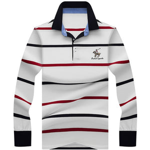 2019 New Arrival brand polo shirt men 3D Embroidery striped long sleeve men polo shirt high quality cotton camisas polo shirt