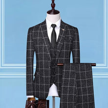 Load image into Gallery viewer, (Jackets + Vest + Pants)2019 Men&#39;s Groom Wedding Dress Plaid Formal Suits Set Men Fashion Casual Business Suit Three-piece