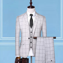 Load image into Gallery viewer, (Jackets + Vest + Pants)2019 Men&#39;s Groom Wedding Dress Plaid Formal Suits Set Men Fashion Casual Business Suit Three-piece