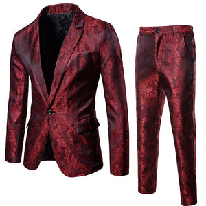 Men casual style Suit And Pants Two Pieces Sets Slim Suits Wedding Party Blazers Jacket Men's Business Groomsman suit pants Sets