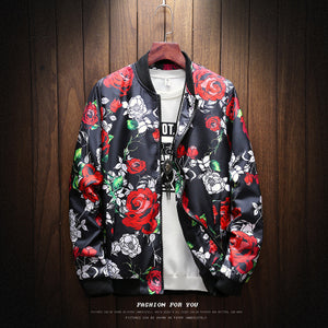 KUANGNAN Japan Style Streetwear Rose Jacket Men Hip Hop Windbreaker 5XL Men Jacket Clothing Bomber Jacket Men Clothes 2019 New