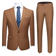 Load image into Gallery viewer, 2019 Asian Size Mens Suits Set Grey Formal Blazer pants Marriage Tuxedo male 2 Piece suit set Terno wedding mens suit slim fit