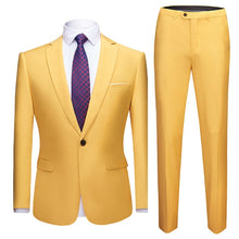 Load image into Gallery viewer, 2019 Asian Size Mens Suits Set Grey Formal Blazer pants Marriage Tuxedo male 2 Piece suit set Terno wedding mens suit slim fit