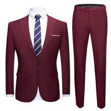 Load image into Gallery viewer, 2019 Asian Size Mens Suits Set Grey Formal Blazer pants Marriage Tuxedo male 2 Piece suit set Terno wedding mens suit slim fit