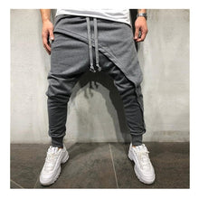 Load image into Gallery viewer, Men pencil trouser Men Asymetric Layered Jogger Pants Hip Hop Streetwear Jogger Pants Casual Drawstring Close Bottom Pants