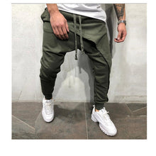 Load image into Gallery viewer, Men pencil trouser Men Asymetric Layered Jogger Pants Hip Hop Streetwear Jogger Pants Casual Drawstring Close Bottom Pants
