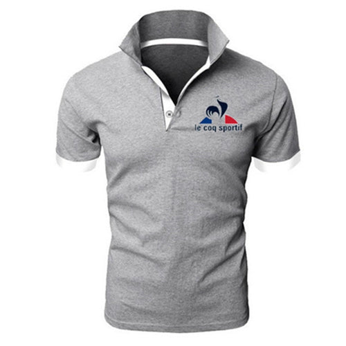 2019 Summer Fashion New Men's Casual Short Sleeve Lapel POLO Shirt / Men's Solid Color Letter Printed POLO Shirt Tops