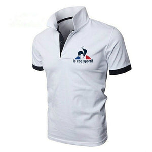 2019 Summer Fashion New Men's Casual Short Sleeve Lapel POLO Shirt / Men's Solid Color Letter Printed POLO Shirt Tops
