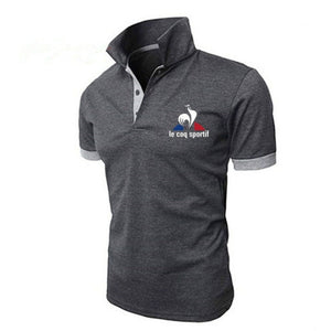 2019 Summer Fashion New Men's Casual Short Sleeve Lapel POLO Shirt / Men's Solid Color Letter Printed POLO Shirt Tops